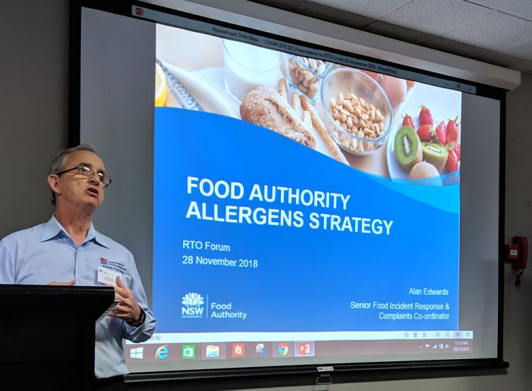 Allan Edwards presenting the NSW Food Authority allergens strategy