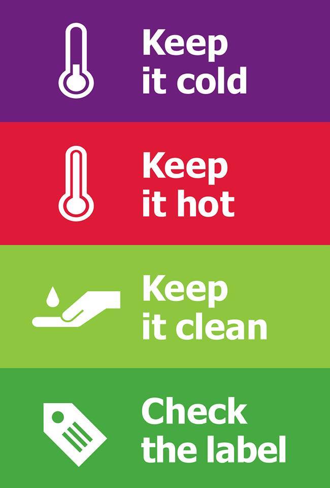 Keep is cold, Keep it hot, Keep it clean, Check the label