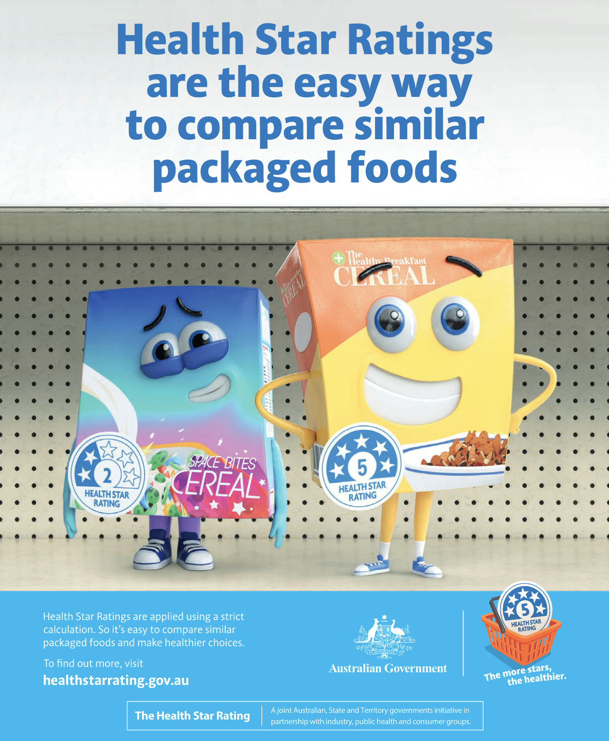 Health Star Ratings are the easy way to compare similar packaged foods.