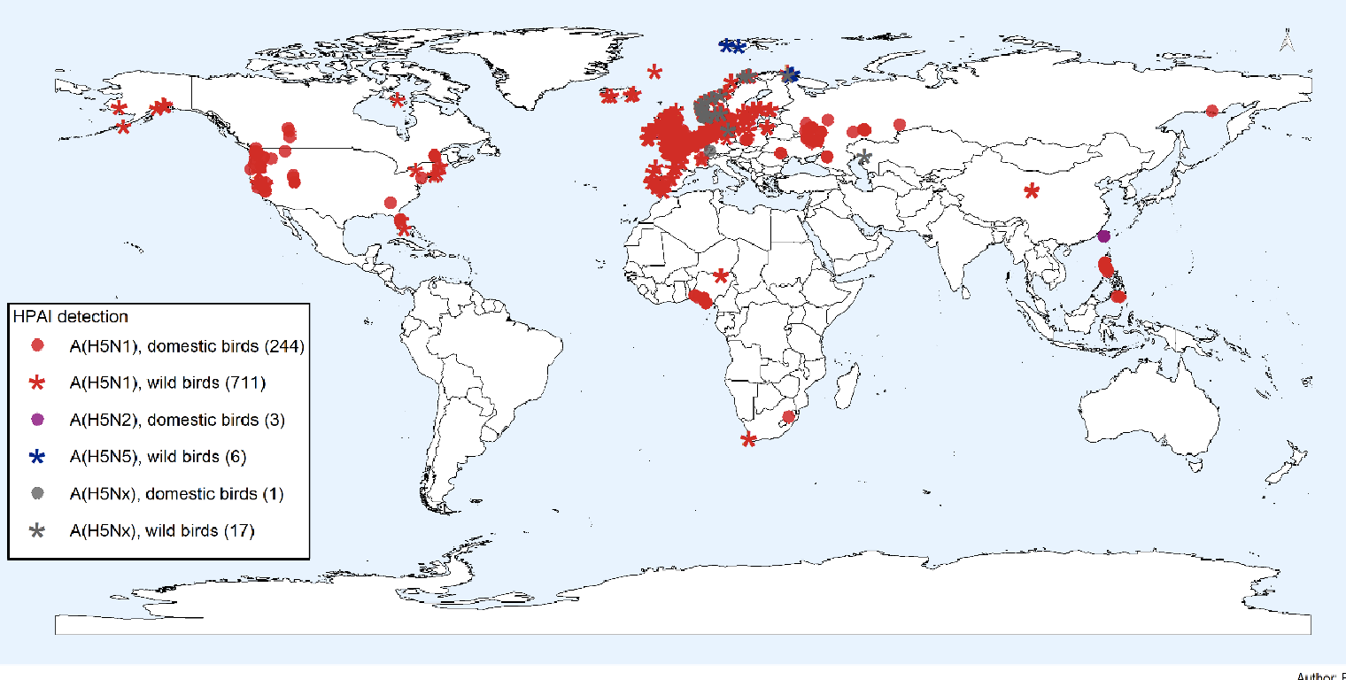Figure 13: Geographical distribution of HPAI from June to September 2022 (reference: EFSA).