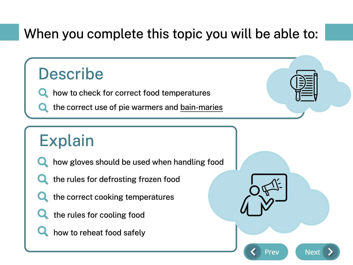 A slide from the Food Handler Basics online training.